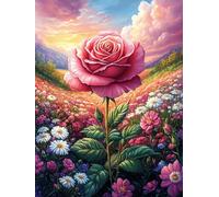 Rose Flower in Magical Forest 300 Pieces Set Classic Jigsaw Puzzle Fairy Tale Animal Plant Couple Puzzle Partners Mind Relaxation Wall Decor Easter New Year Premium Cardboard 300 PCS