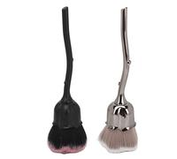 Rose Flower Makeup Brush, 2pcs Fluffy Soft Face Powder Blush Nail Art Dust Remover Brush, Multifunctional Cosmetic Brush with Elegant Handle for Loose Powder and Manicure Cleaning