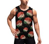 Rose Flower Mexico Flag Men's Workout Tank Top Sleeveless T-Shirt Muscle Shirts Summer Tee Top 4XL