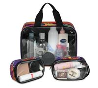 Rose Flower Mushroom Travel Makeup Bag for Women Men, Translucent Cosmetic Bags 3 Pcs Large Shower Wash Pouch Toiletry Cosmetic Toiletries Organizer