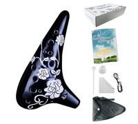 Rose Flower Ocarina 12 Hole Alto C Relief Pattern AC Tone Ceramic Instrument (Black)