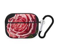 Rose Flower of Many Fans Airpod Pro Case AirPods 2 Case for Women Hard Shell Protective Cover with Carabiner Keychain Compatible with AirPods Case 2nd 1st Generation, Front LED Visible Black
