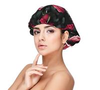 Rose Flower of Many Print Adult's Satin Sleeping Cap, Satin Bonnet for Sleeping - Silk Sleep Cap for Women and Men, Black, One size