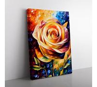 Rose Flower Painted Vol.2 Canvas Wall Art Print Ready to Hang, Framed Picture for Living Room Bedroom Home Office Décor, 76x50 cm (30x20 Inch)