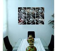 Rose Flower Pattern Acrylic Mirror Wall Stickers, 8 Pcs Self-Adhesive DIY Art Decals Murals Plastic Wall Tiles Stickers, Home Wall Decoration for Living Room Kitchen Bedroom Office (Rose- Black)