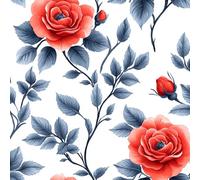 Rose Flower Plant Peel and Stick Wallpaper 3D Printed Painted Vintage for Boys Girls Teen Bedroom Living Room Kitchen Removable Decor Wall Mural Paper 17.3"x197"