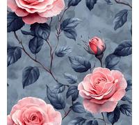 Rose Flower Plant Peel and Stick Wallpaper 3D Printed Pink Flowers Painted for Boys Girls Teen Bedroom Living Room Kitchen Removable Decor Wall Mural Paper 17.3"x78.7"