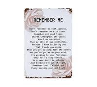 Rose Flower Poem Remember Me Metal Tin Sign Vintage Garden Bedroom Cafe Bar Man Cave Home Wall Decor Metal Poster 8x12 inches