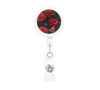 Rose Flower Print Retractable Badge Holder, Cute Nursing Badge Reel, Badge Clip Id Card Holders