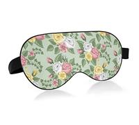 Rose Flower Print Sleep Mask for Men Women Blackout Eye Cover, Soft Lightweight Comfortable Eye Mask with Adjustable Velcro Strap, Blocks Light for Travel Sleep Yoga Nap