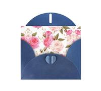 Rose Flower Printing Blank Pearl Paper Greeting Card,Unique Notecards Designs, Envelopes For Thank You, Invitations