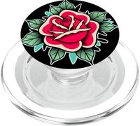 Rose Flower Red Rose Tattoo Flash PopSockets PopGrip for MagSafe