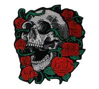 Rose Flower Skull Embroidery Iron on Patches for Clothes Large Size Biker Backpack Jackets DIY Badges Accessory