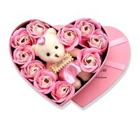 Rose Flower Soap Flower, Simulation Rose Soap Flower Gift Boxes, 10 Handmade Roses in Heart Shape Box, Artificial Roses Gift for Valentine's Day Mother'S Day Wedding Festival Anniversary Birthday