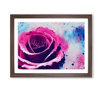Rose Flower Splash Vol.6 Abstract H1022 Framed Print for Living Room Bedroom Home Office Décor, Wall Art Picture Ready to Hang, Walnut A3 Frame (46 x 34 cm)