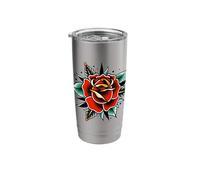 Rose Flower Tattoo Flash Stainless Steel Insulated Tumbler