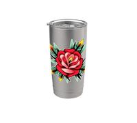 Rose Flower Traditional Tattoo Flash Stainless Steel Insulated Tumbler