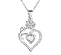 Rose Flower Urn Necklace For Ashes For Women Mom Always In My Heart Cremation Memorial Jewelry With Different Color Crystals, Stainless Steel, Zircon