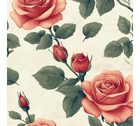 Rose Flower Wallpaper Self-Adhesive 0.45×10 m Thorn Plant Floral Pattern Matte Contact Paper Removable Thicken Waterproof Canvas Peel and Stick Wall Paper for Home Decoration Furniture Renovation