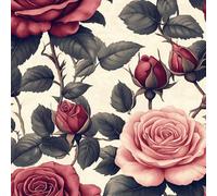 Rose Flower Wallpaper Self-Adhesive 0.45×3 m Thorn Plant Floral Pattern Matte Contact Paper Removable Thicken Waterproof Canvas Peel and Stick Wall Paper for Home Decoration Furniture Renovation