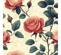 Rose Flower Wallpaper Self-Adhesive 0.45×5 m Thorn Plant Floral Pattern Matte Contact Paper Removable Thicken Waterproof Canvas Peel and Stick Wall Paper for Home Decoration Furniture Renovation
