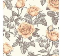 Rose Flower Wallpaper Self-Adhesive 0.52×3 m Thorn Plant Floral Pattern Matte Contact Paper Removable Thicken Waterproof Canvas Peel and Stick Wall Paper for Home Decoration Furniture Renovation