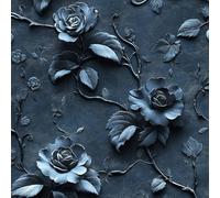 Rose Flower Wallpaper Self-Adhesive 0.52×5 m 3D Stone Relief Style Pattern Matte Contact Paper Removable Thicken Waterproof Canvas Peel and Stick Wall Paper for Home Decoration Furniture Renovation