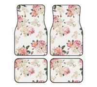 Rose Flower With Leaves Universal Car Floor Mats 4 Piece Set, Front & Rear Waterproof Non-Slip Car Foot Mats, Car Carpet Protectors For Most Sedans, Trucks, Suv