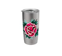 Rose Flower x Red Rose Tattoo Stainless Steel Insulated Tumbler