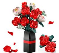 Rose Flowers Bouquet Building Blocks Set, 841 PCS Home or Office Artificial Decor Plant Building Kits with Vase, for Kids Birthday Adults Her or Him, Valentine's Day, Mother's Day