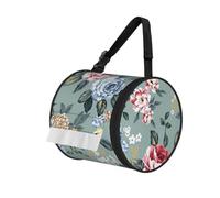 Rose Flowers On Green Background, Cylinder Tissue Holder, Tissue Box Cover Hanging Tissue Box Holder Car Tissue Dispenser