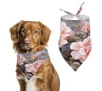 Rose Flowers with Leaves Pet Scarf Adjustable Pet Accessories Triangular Scarf Washable Floral Print Puppy Bib Bandana Stylish Comfortable Cat Scarves for Holiday Scarfs