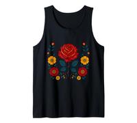 Rose Folk Art Floral Botanical Beautiful Tank Top