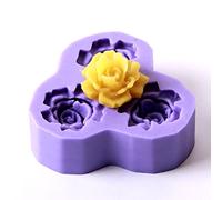 Rose Fondant Icing 3 Cavity Silicone Mould x 5