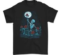 Rose from The Dead Skeleton Skull Graveyard Mens T-Shirt Black M
