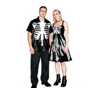 ROSE GAL Matchable Couples 3D Skeleton Print Halloween Outfits, Women Black, XXL