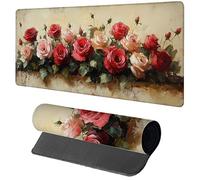 Rose Gaming Mouse Mat 1600x800x3mm, Flower Mouse Pad Large, Desk Mat with Stitched Edge, Mousepad with Non-Slip Rubber Base, Office Accessories, Keyboard Pad, for PC, Gaming, Desk Accessories N-8268