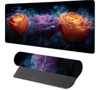 Rose Gaming Mouse Mat 800x400x3mm, Mouse Pad Large Flower, Desk Mat with Stitched Edge, Mousepad with Non-Slip Rubber Base, Office Accessories, Keyboard Pad, for Gifts, PC, Gaming, Desk Office, 3-4509