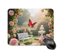 Rose - Garden Butterfly Mouse Pad Square Mice Mat Waterproof Computer Mousepad with Non-Slip Rubber Base Wireless Mice Pad for Laptop Office Home Personalized Gaming Mousepad 20 * 25cm