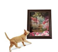Rose Garden Cat Scratcher Bed - Oil Painting Frame Cat Bed with Arm Front Panel, Famous Painting Cat House for Cats & Small Pets Easy-to-Assemble (Rose Garden)