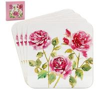 Rose Garden Set of 4 Coasters - Pink Watercolour Roses - Statement Kitchenware for the Home