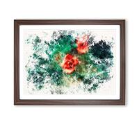 Rose Garden Watercolour Modern Framed Wall Art Print, Ready to Hang Picture for Living Room Bedroom Home Office Décor, Walnut A3 (46 x 34 cm)