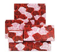 Rose Gift Wrapping Paper, 4 Red and Pink Floral Gift Wrap 50x70cm per Sheet Folded Flat Bridal Shower Wedding Wrapping Paper for Mother's Day Birthday Female Women Lover's Gift Wrap