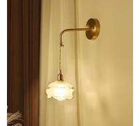 Rose Glass Flower Wall Sconce Vintage Gold Indoor Antique Wall Light Frosted Clear Milk Glass Nordic Modern Hanging Lamp for Living Room Farmhouse Bedroom Kids Bedside Bathroom