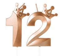 Rose Gold 12th Birthday Candles,Crown Number 12 Candle,21st Birthday Candle for Cake Decorations,Happy Birthday Candle Cake Topper Decor for Girls Boy Men Women Anniversary Birthday Party Supply