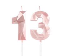 Rose Gold 13th Birthday Candles,3D Number 13 Candle for Cake,Girls 13th Birthday Decorations,Rose Gold 13 Candle Cake Topper for Girls Her Him Birthday Party Wedding Decorations