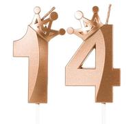 Rose Gold 14th Birthday Candles,Crown Number 14 Candle,41st Birthday Candle for Cake Decorations,Happy Birthday Candle Cake Topper Decor for Girls Boy Men Women Anniversary Birthday Party Supply