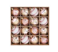 Rose Gold 16pc Shatterproof Christmas Ornaments, 6cm Hanging Balls for Tree & Party Decoration