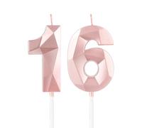 Rose Gold 16th Birthday Candles,3D Number 16 Candle for Cake,Girls 16th Birthday Decorations,Rose Gold 16 Candle Cake Topper for Girls Her Him Birthday Party Wedding Decorations