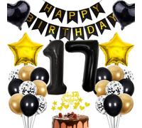Rose Gold 17th Birthday Decoration - Boy & Girl Gift Set With Balloons